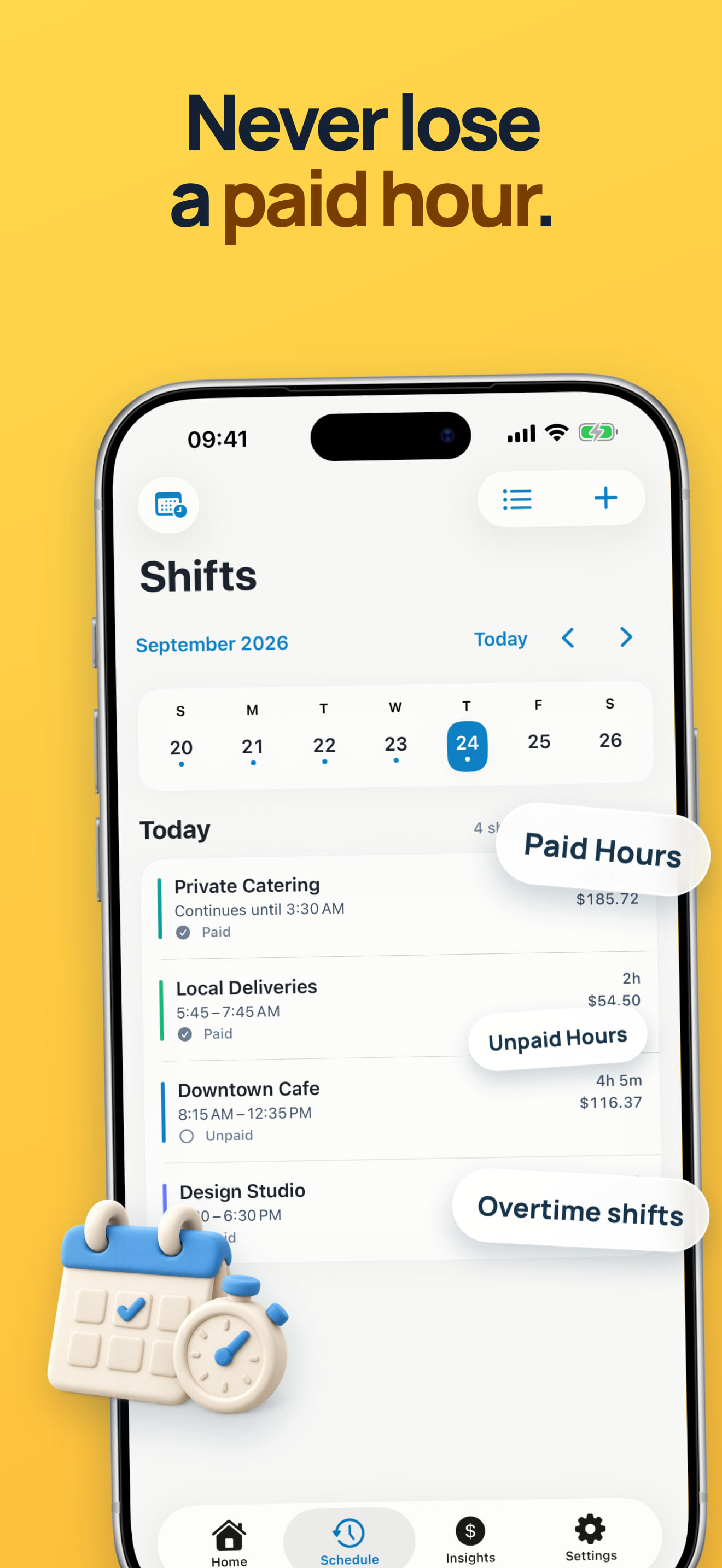 Work Hours Calendar and Shift History App